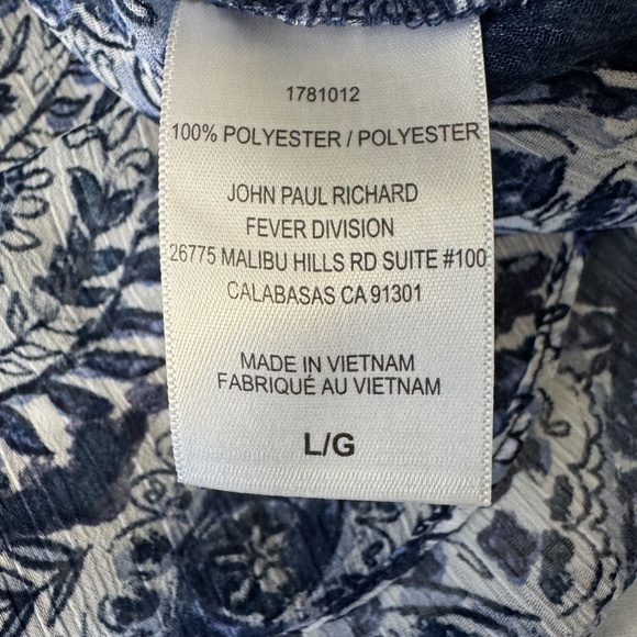 Christina B Women's‎ Sheer Blue Abstract Layered Satin Sleeveless Blouse Large - Picture 5 of 10